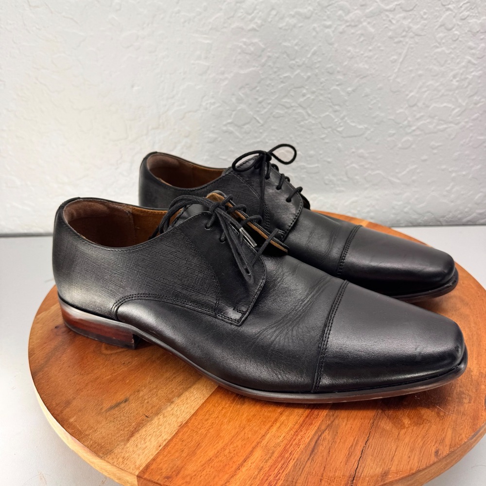 Florsheim Mens 8D Black Leather Cap Toe Derby Dress Shoes 11910-001